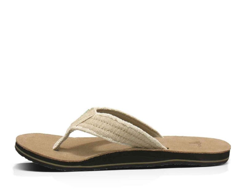 Beige Sanuk Fraid Not Men's Flip Flops | 81JIWBDXN