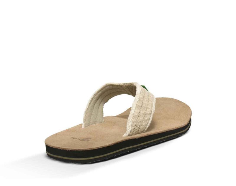 Beige Sanuk Fraid Not Men's Flip Flops | 81JIWBDXN