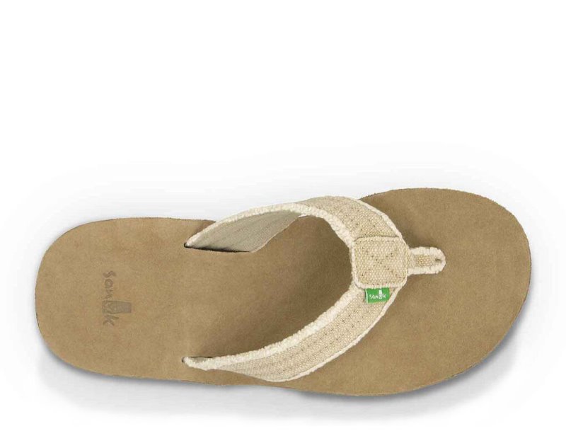 Beige Sanuk Fraid Not Men's Flip Flops | 81JIWBDXN