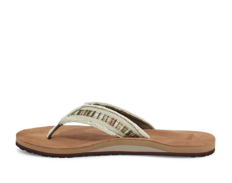 Beige Sanuk Fraid So Eco Friendly Men's Flip Flops | 13CJRPUNA