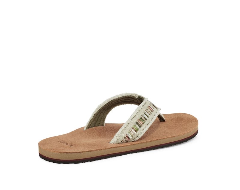 Beige Sanuk Fraid So Eco Friendly Men's Flip Flops | 13CJRPUNA