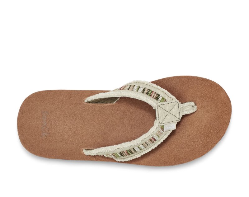 Beige Sanuk Fraid So Eco Friendly Men's Flip Flops | 13CJRPUNA