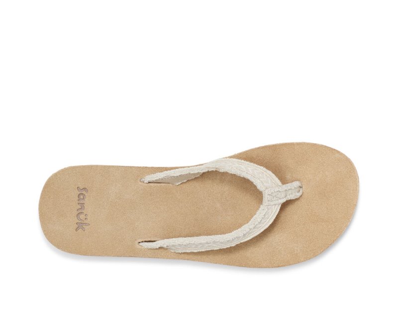 Beige Sanuk Fraidy Tribal Hemp Women's Flip Flops | 12SDJGHUN