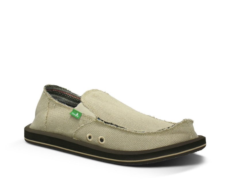 Beige Sanuk Hemp Men's Sidewalk Surfers | 60QOPZTNG