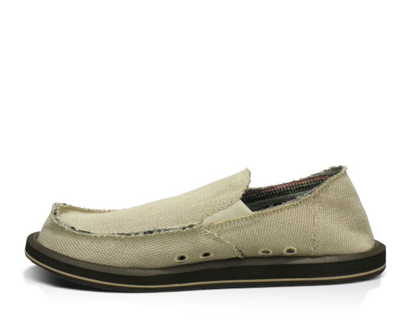 Beige Sanuk Hemp Men's Sidewalk Surfers | 60QOPZTNG