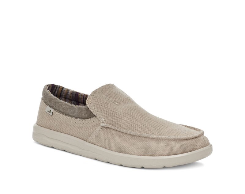 Beige Sanuk Hi Bro Lite Hemp Slip On Men's Sidewalk Surfers | 59ZFOVLMS