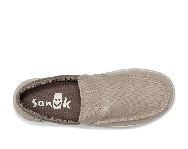 Beige Sanuk Hi Bro Lite Hemp Slip On Men's Sidewalk Surfers | 59ZFOVLMS