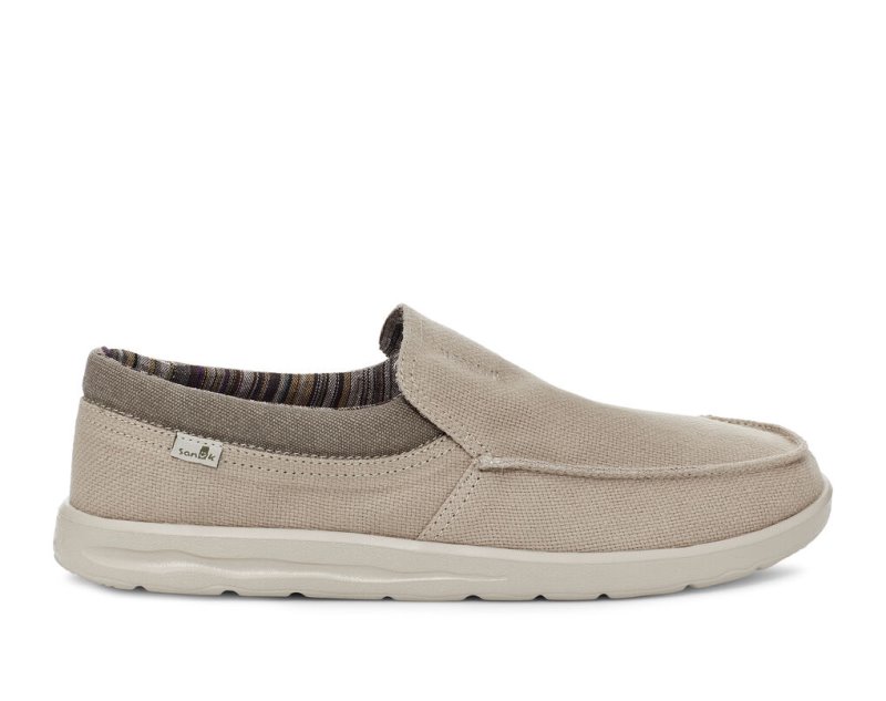 Beige Sanuk Hi Bro Lite Hemp Slip On Men\'s Sidewalk Surfers | 59ZFOVLMS