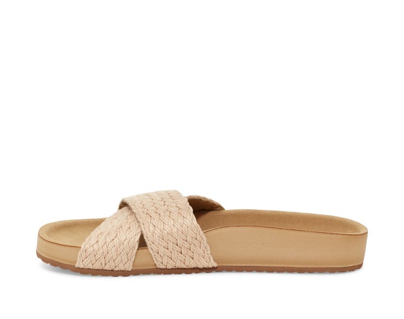 Beige Sanuk She Cruzy Jute Vegan Slide Women's Sandals | 13BQJYSAI