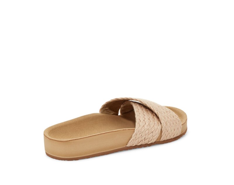 Beige Sanuk She Cruzy Jute Vegan Slide Women's Sandals | 13BQJYSAI