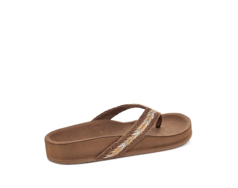 Beige Sanuk She Loungy Hemp Women's Flip Flops | 08KEDATHB