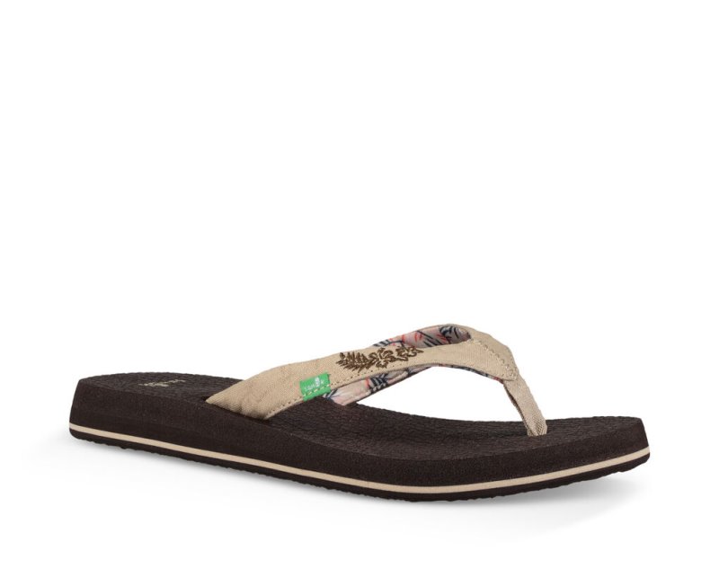 Beige Sanuk Yoga Paradise 2 Women's Flip Flops | 74QGIDURT