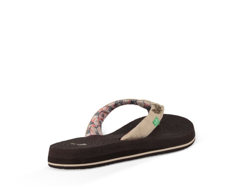 Beige Sanuk Yoga Paradise 2 Women's Flip Flops | 74QGIDURT