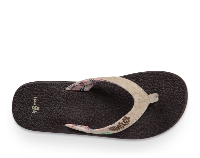 Beige Sanuk Yoga Paradise 2 Women's Flip Flops | 74QGIDURT