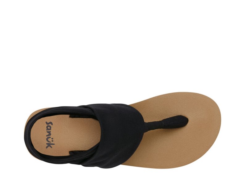 Black / Brown Sanuk Sling St Vegan Women's Sandals | 19INZGCYE