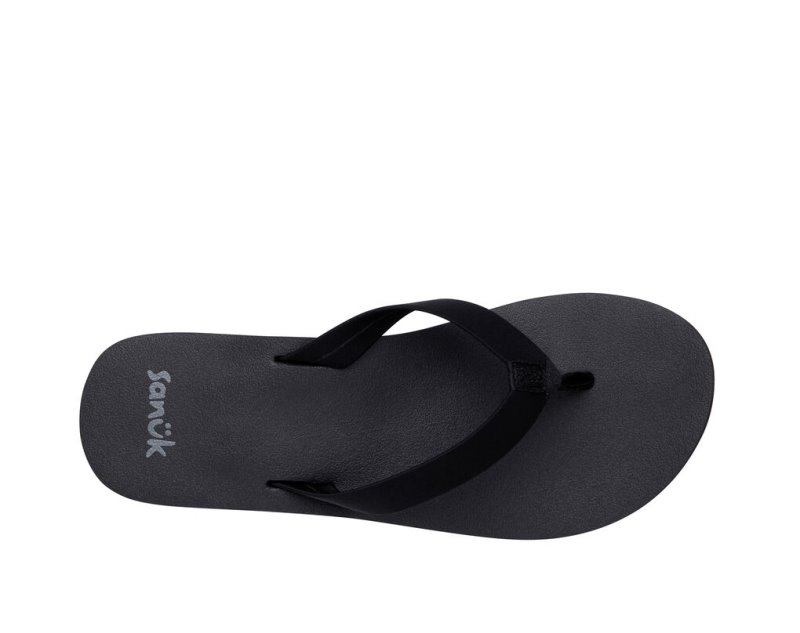 Black Sanuk Ashland St Vegan Women's Flip Flops | 73SFAOPWI