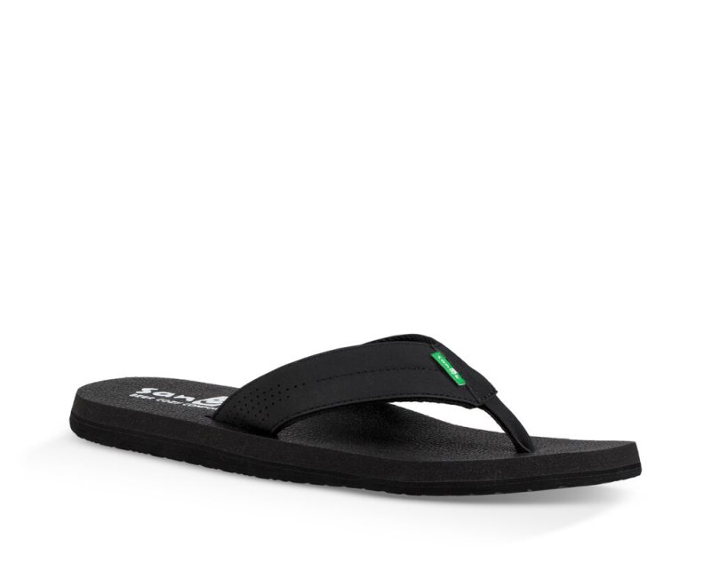 Black Sanuk Beer Cozy Coaster Men's Flip Flops | 28COQAYVW