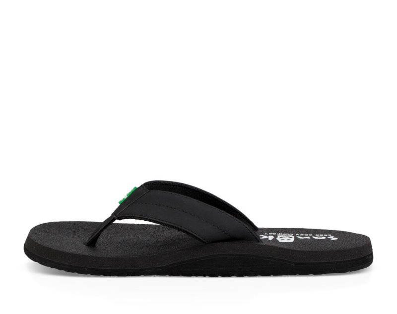 Black Sanuk Beer Cozy Coaster Men's Flip Flops | 28COQAYVW