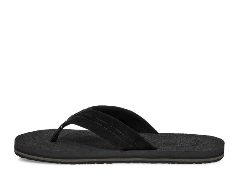 Black Sanuk Beer Cozy Stacker Suede Men's Flip Flops | 41KMZRLHJ