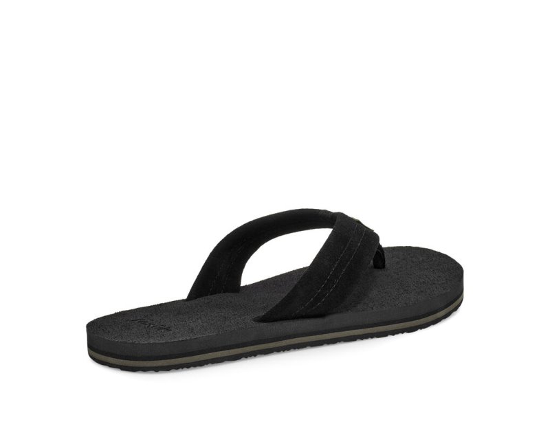 Black Sanuk Beer Cozy Stacker Suede Men's Flip Flops | 41KMZRLHJ