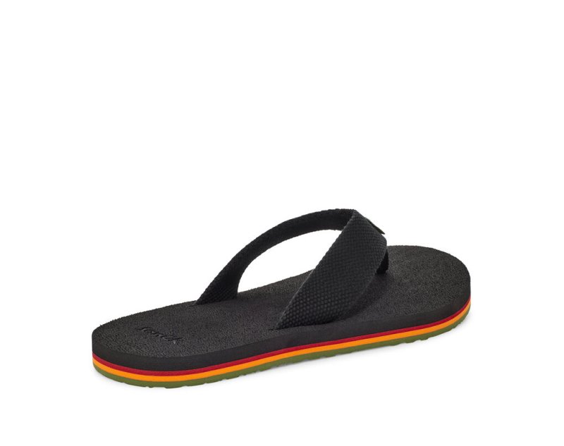 Black Sanuk Beer Cozy Stacker Webbing Men's Flip Flops | 93DZMOQLW