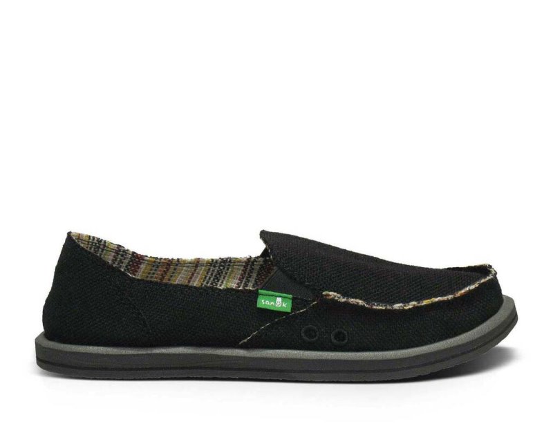 Black Sanuk Donna Hemp Women\'s Shoes | 48OWVXPRQ