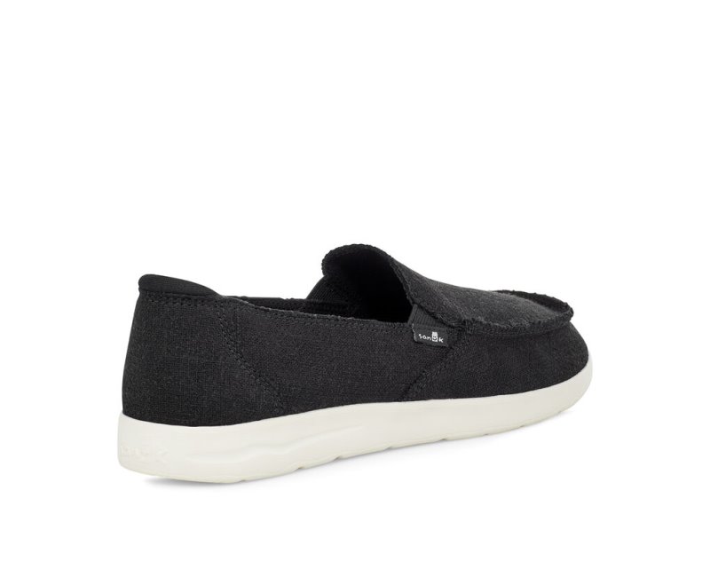 Black Sanuk Donna Lite Tx Canvas Slip On Women's Sidewalk Surfers | 26CQJWPKE