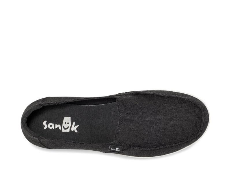 Black Sanuk Donna Lite Tx Canvas Slip On Women's Sidewalk Surfers | 26CQJWPKE