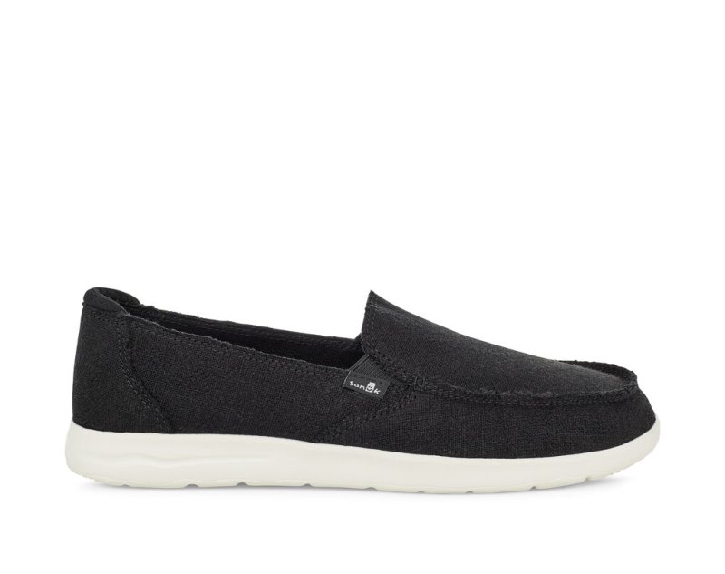 Black Sanuk Donna Lite Tx Canvas Slip On Women\'s Sidewalk Surfers | 26CQJWPKE