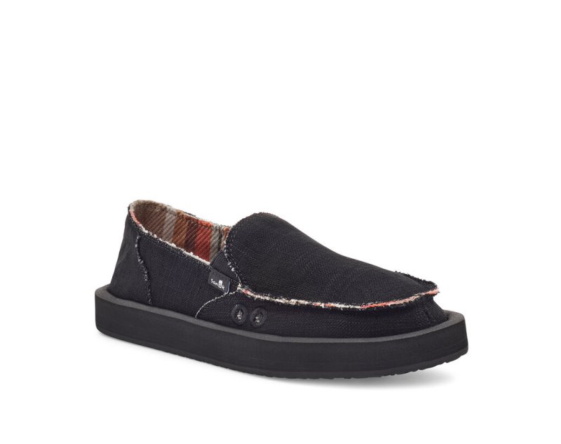 Black Sanuk Donna St Hemp Women's Shoes | 81AJFDERZ