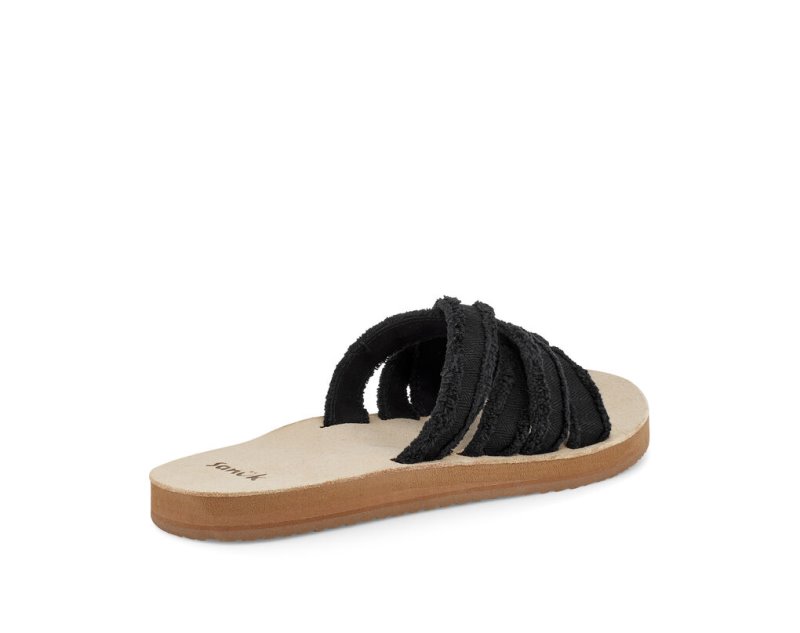 Black Sanuk Fraidy Slide Women's Sandals | 98GLOEMXU