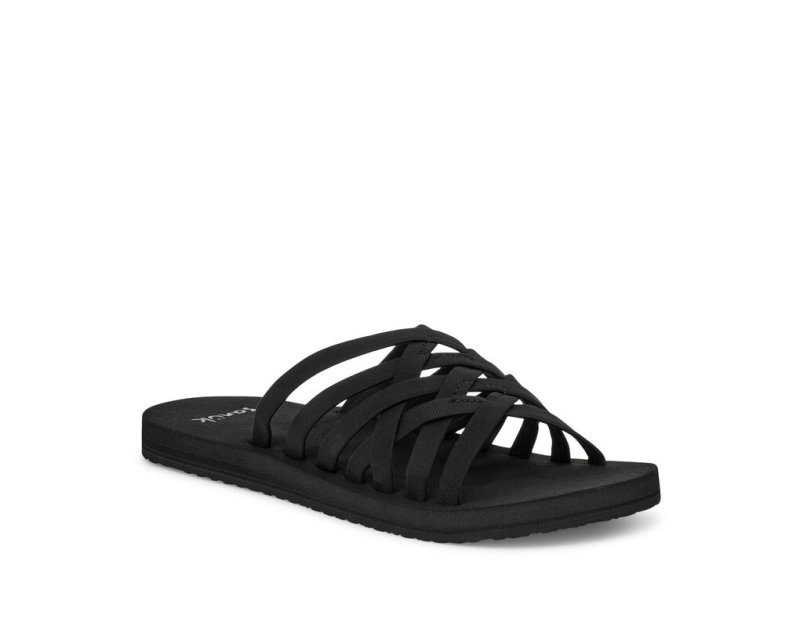 Black Sanuk Rio Slide Women's Flip Flops | 40SZLBOWJ