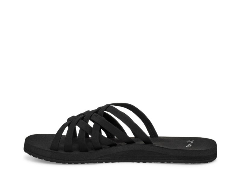 Black Sanuk Rio Slide Women's Flip Flops | 40SZLBOWJ