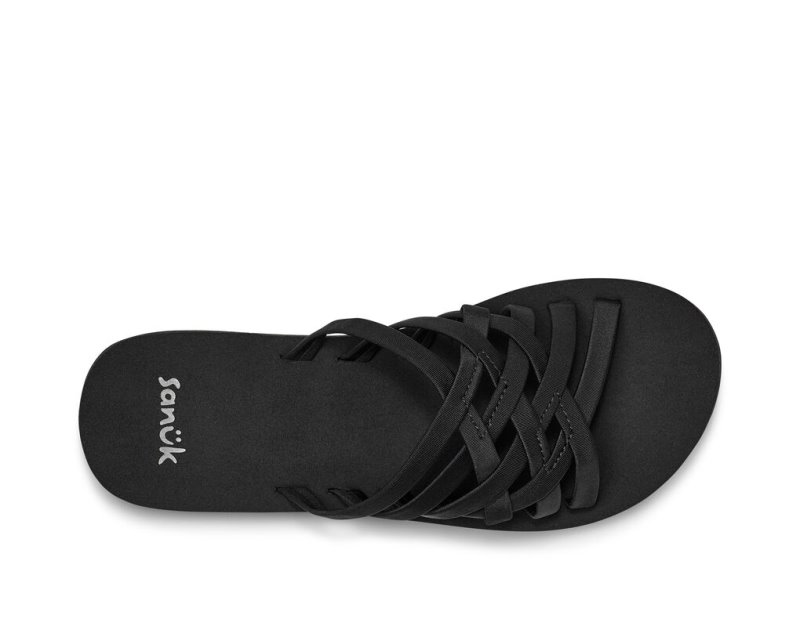 Black Sanuk Rio Slide Women's Flip Flops | 40SZLBOWJ