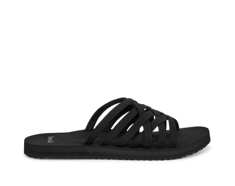 Black Sanuk Rio Slide Women\'s Sandals | 16CTGPOHE