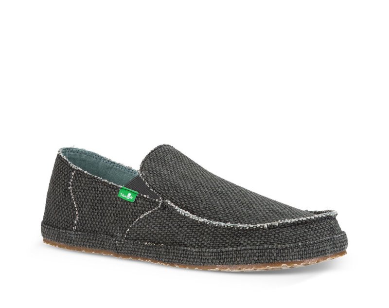 Black Sanuk Rounder Men's Sidewalk Surfers | 79OKEUZRX