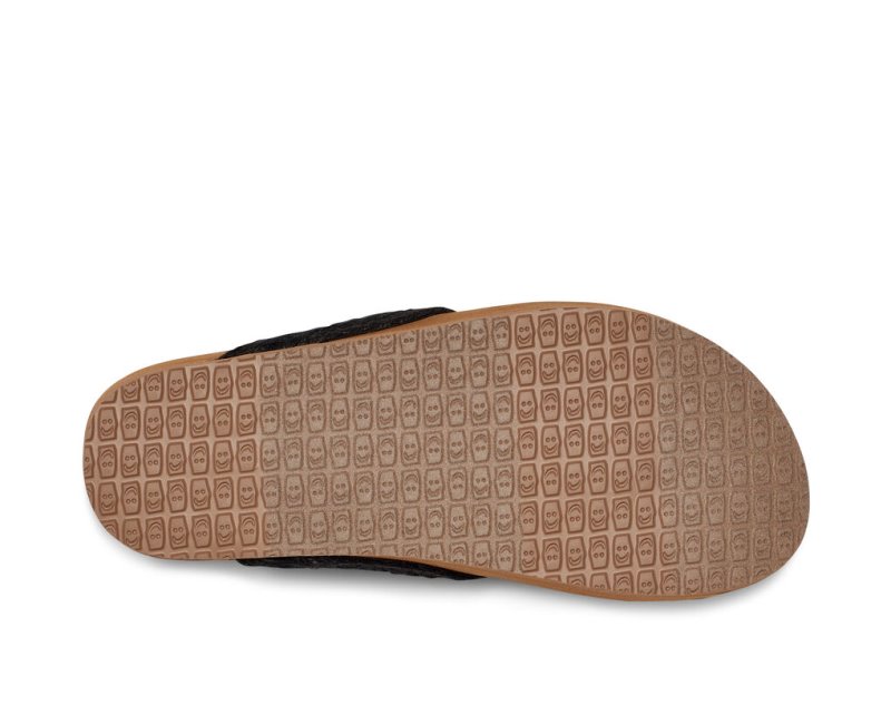 Black Sanuk She Loungy Hemp Women's Sandals | 07UFNWZKE