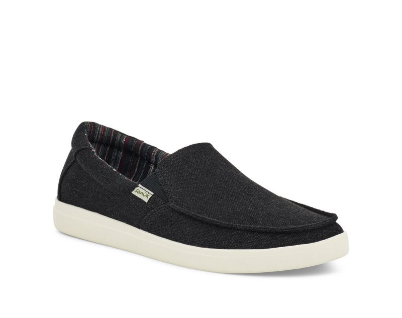 Black Sanuk Sideline 2 Hemp Slip On Men's Sidewalk Surfers | 90CBJMIEG