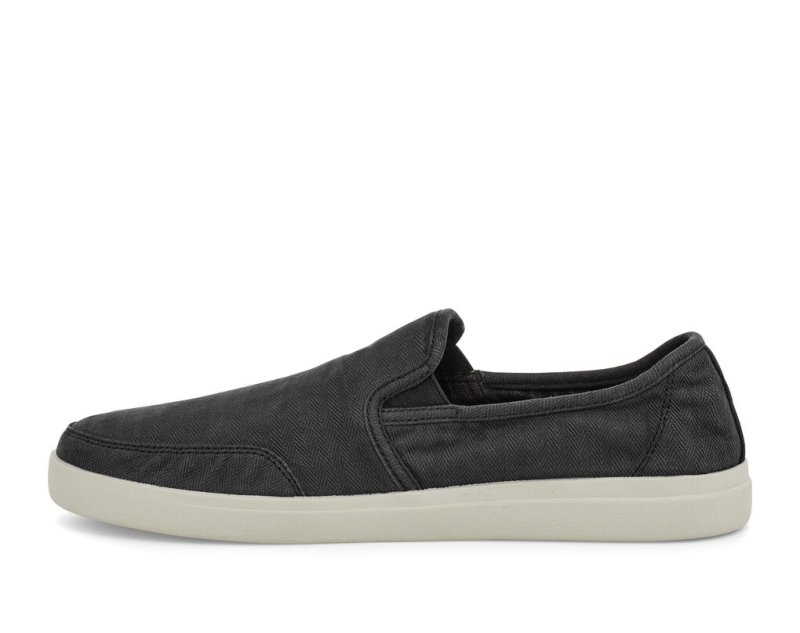 Black Sanuk Vagabond Slip On Sneaker Wash Vegan Men's Sidewalk Surfers | 13YXBAQTE