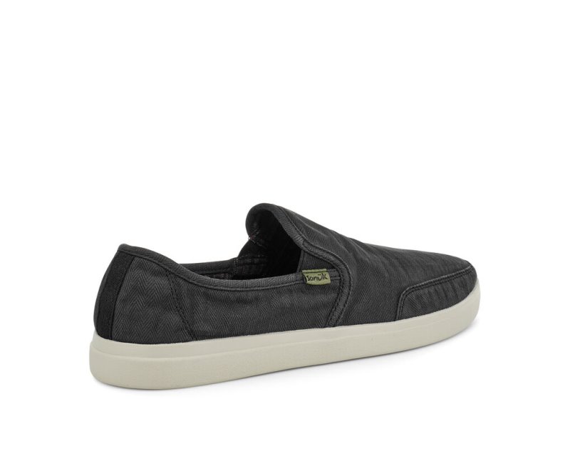 Black Sanuk Vagabond Slip On Sneaker Wash Vegan Men's Sidewalk Surfers | 13YXBAQTE