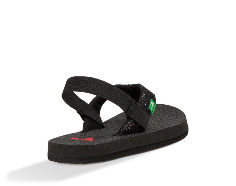 Black Sanuk Yoga Glitter Kids' Sandals | 20JGWAZFD