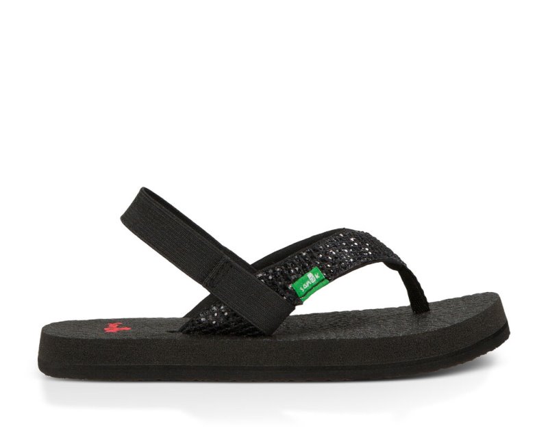 Black Sanuk Yoga Glitter Kids\' Sandals | 20JGWAZFD