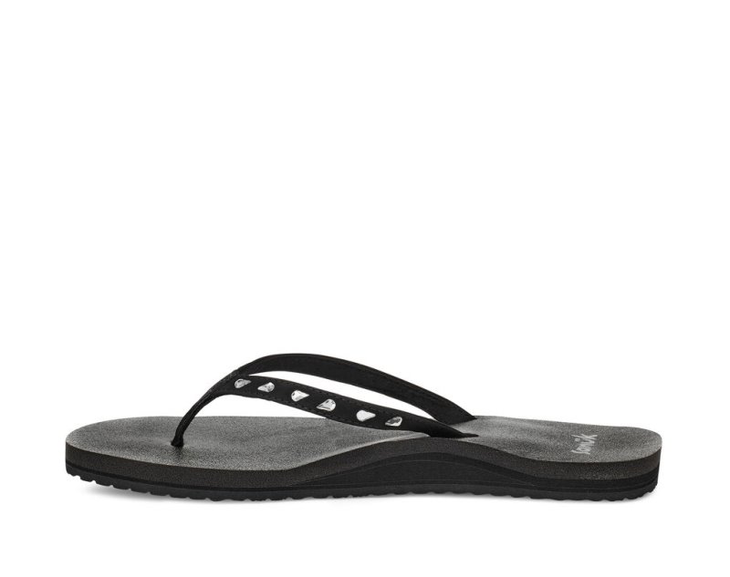 Black Sanuk Yoga Joy Bling Rhinestone Women's Flip Flops | 60GTBREYD