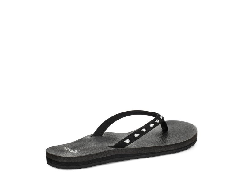 Black Sanuk Yoga Joy Bling Rhinestone Women's Flip Flops | 60GTBREYD