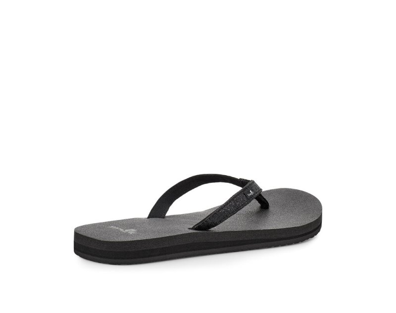 Black Sanuk Yoga Joy Sparkle Women's Flip Flops | 31BOZHDQW