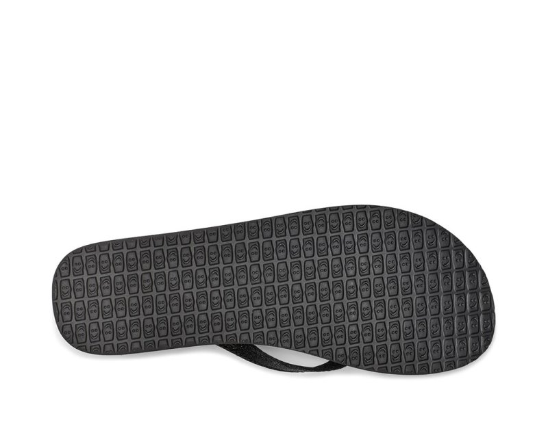 Black Sanuk Yoga Joy Sparkle Women's Flip Flops | 31BOZHDQW