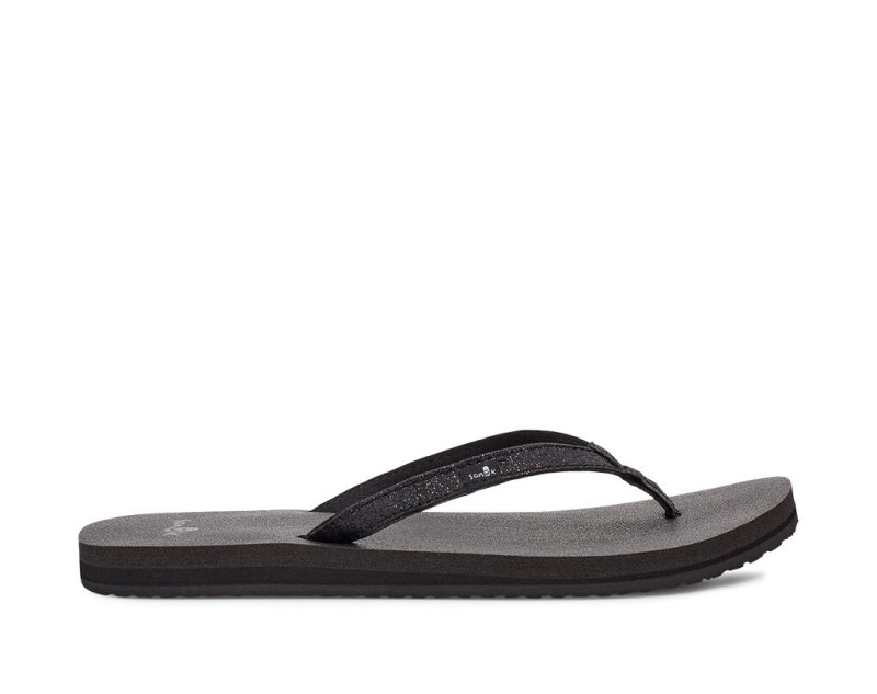 Black Sanuk Yoga Joy Sparkle Women\'s Sandals | 25MXYCNTS