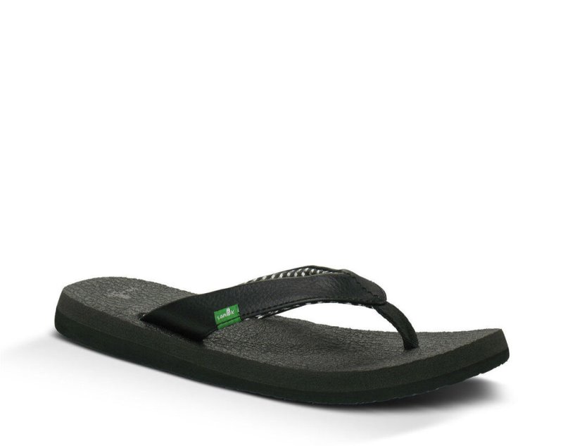 Black Sanuk Yoga Mat Women's Flip Flops | 40GDPENIK