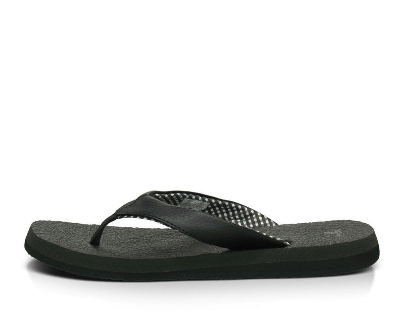 Black Sanuk Yoga Mat Women's Flip Flops | 40GDPENIK