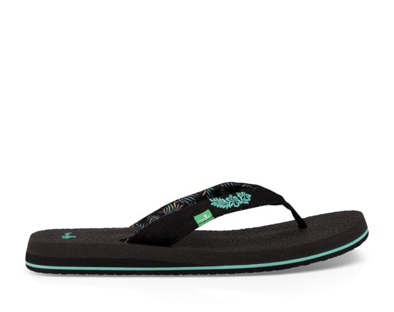 Black Sanuk Yoga Paradise 2 Women\'s Flip Flops | 73DOFYPHB